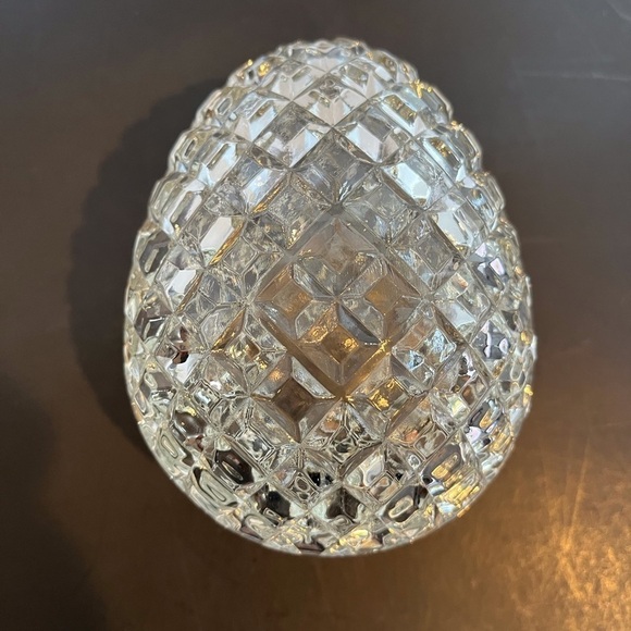 Vintage Clear Diamond Point Block Glass Egg - Picture 2 of 10